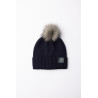 Gebreide kinderbeanie met afneembare pompon Horze Noa - Bosbes