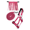 Set de licol HKM Lilly mousqueton et franges détachable - Rose