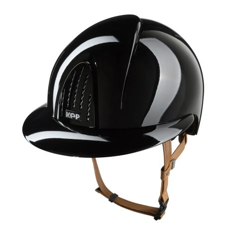 Kep Smart Nova-helm met gepolijste metalen afwerking, beige kinband, polo-klep