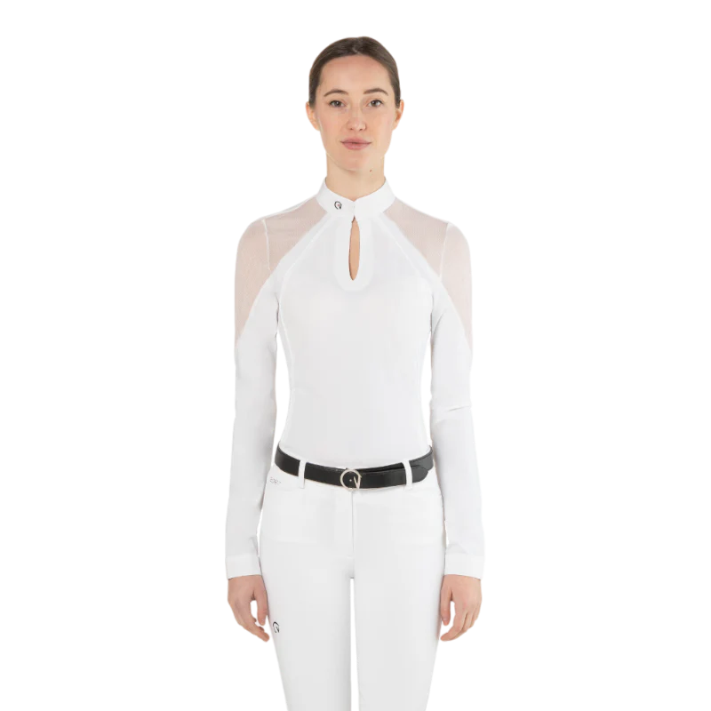 Polo de concours Teresa Ego7 manches longues femme Blanc