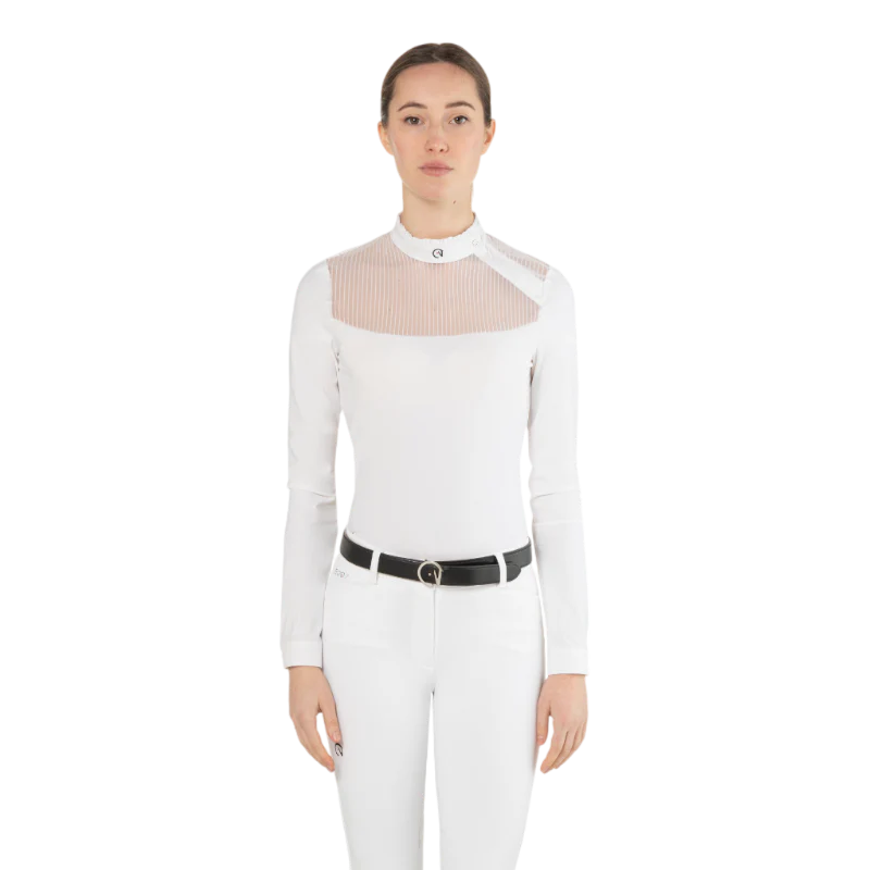 Polo de concours Nina Ego7 manches longues femme Blanc