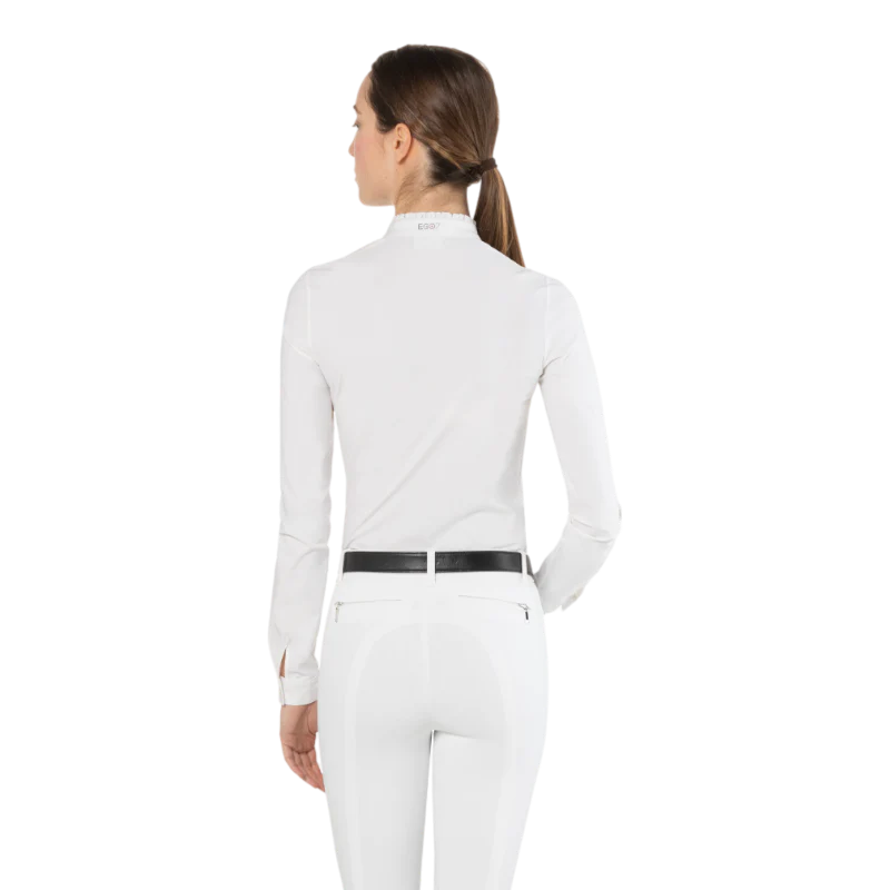 Polo de concours Nina Ego7 manches longues femme Blanc