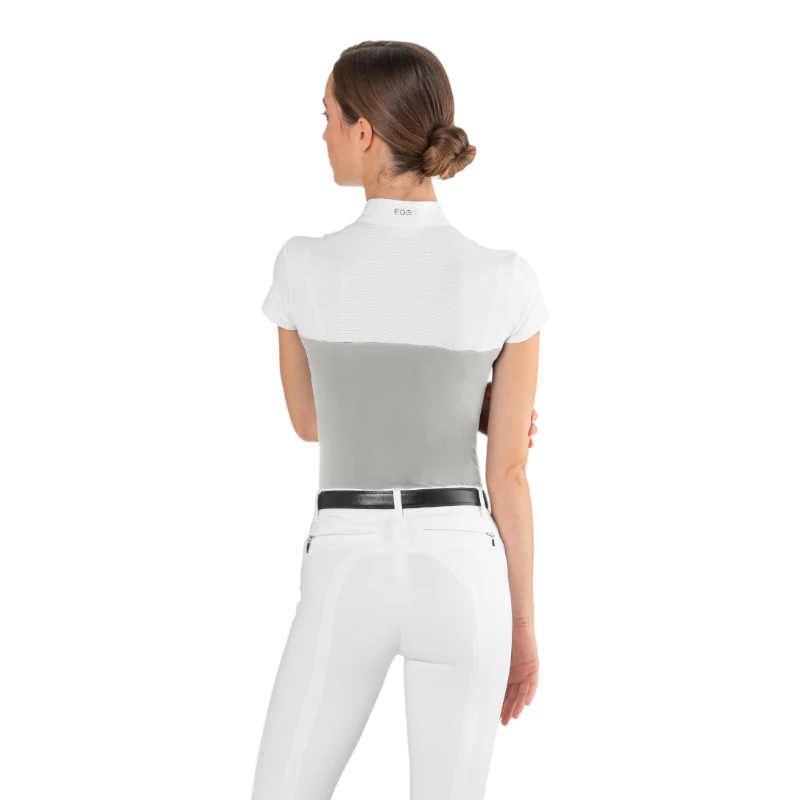 Polo de concours mesh Ego7 manches courtes femme Gris glace