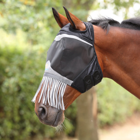 Shires FlyGuard Pro fijnmazig anti-vliegenmasker met ooruitsparingen en franje-neus