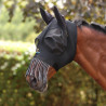 Masque anti-mouches extensible Shires FlyGuard Pro avec oreilles, nez et franges - Jais