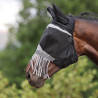 Masque anti-mouches Shires FlyGuard Pro Fine Mesh avec oreilles et nez avec franges - Jais