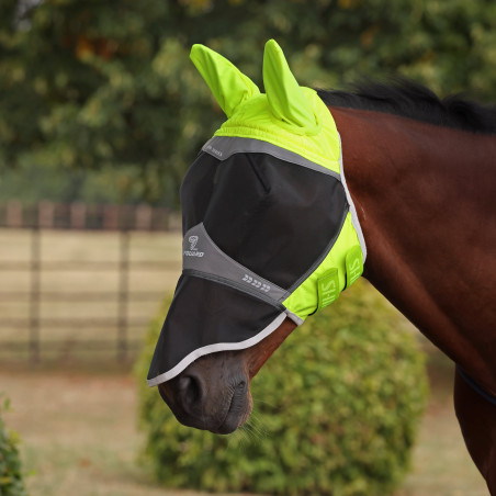 Masque anti-mouches Hi-Viz Shires FlyGuard Pro Fine Mesh avec oreilles et nez