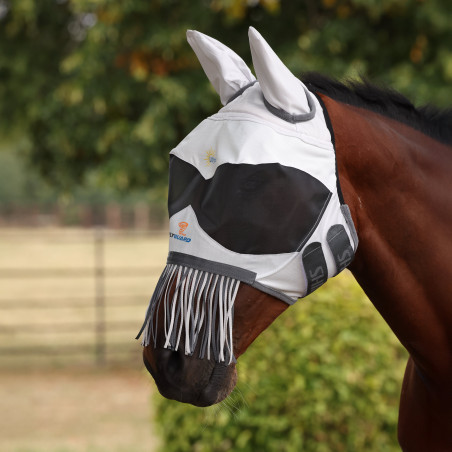 Masque anti-mouches Shires FlyGuard Pro Sun Shade avec oreilles, nez et franges