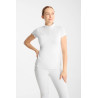 Polo de concours Horze Louisa mesh femme - Blanc / bleu turquoise