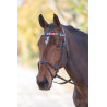 Shires Velociti Gara leren frontriem polo-style - Rood / marineblauw