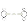 Shires EquiKind Softie dubbelgebroken kneveltrens met twee ringen - Staal