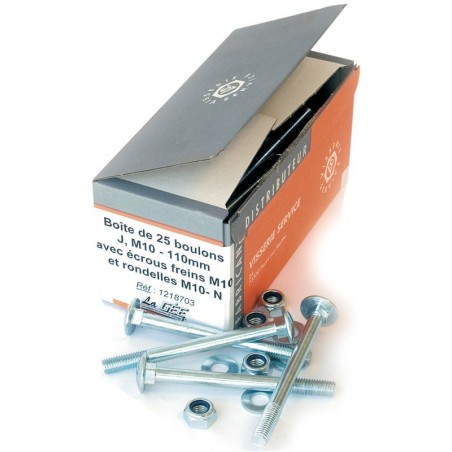 Doos van 25 bouten met nylstop moer 70 mm La Gée