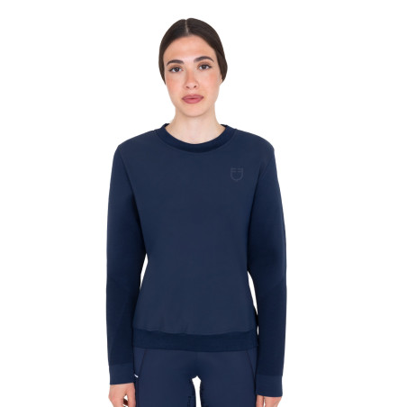 Dames technische sweatshirt met ronde hals met micro-mesh inzetstukken