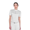 Dames wedstrijdpolo slim fit met inzetstukken in satijnachtige stof - Wit