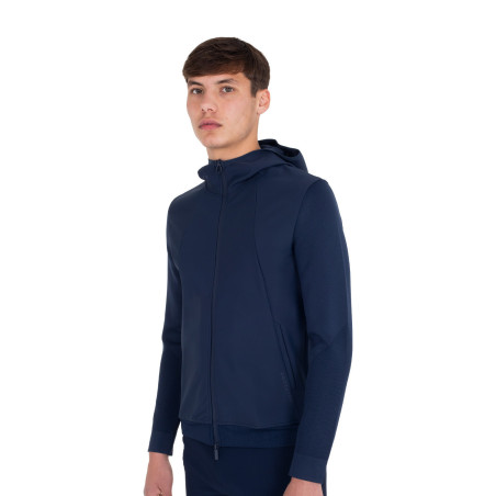 Technische herenhoodie met micro-mesh inzetstukken