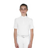 Polo de concours Equestro fille coupe slim avec boutons - Blanc