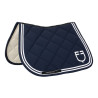 Tapis de saut Equestro Double Stripes en tissu technique - Marine blazer / blanc