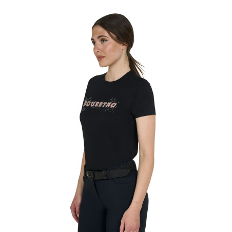 T-shirt Equestro femme strass en coton