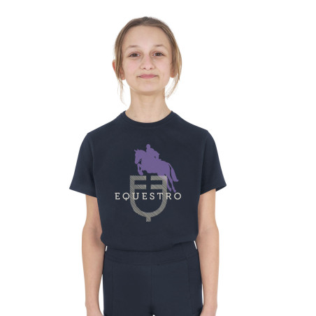 T-shirt unisexe pour enfants Horse Jump Glossy en coton