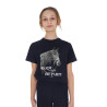 Meisjes T-shirt Equestro Ready To The Party van katoen met strass, korte mouwen - Marine