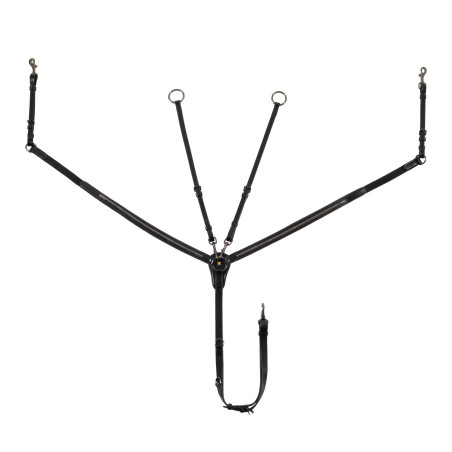 Collier de chasse Equestro avec fourche en cuir tanné et clincher noir
