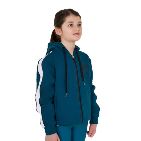 Sweat à capuche Equestro en coton pour fille avec fermeture éclair frontale