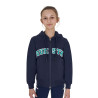 Kinderhoodie met rits en badstof-effect opschrift - Marineblazer / ultramarijngroen