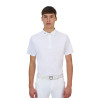 Wedstrijdpolo heren Equestro Ridertechnology korte mouw knopen - Wit