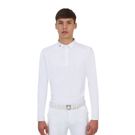 Polo de concours homme Equestro Ridertechnology manches longues à boutons