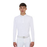 Polo de concours homme Equestro Ridertechnology manches longues à boutons - Blanc