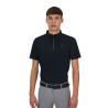 Polo d’entraînement homme Equestro Ridertechnology manches courtes avec zip - Noir