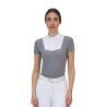 Polo de concours femme Equestro Ridertechnology manches courtes - Blanc / oiseau moqueur