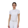 Polo de concours femme Equestro Ridertechnology manches courtes - Blanc