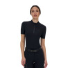 Polo da donna da allenamento Equestro Ridertechnology met korte mouw en rits - Zwart
