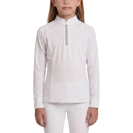 Wedstrijdshirt meisjes klassiek lange mouw met glitterrits oudroze maat 160 kinderen