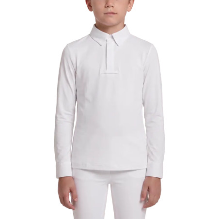 Wedstrijdshirt jongens klassiek lange mouw wit maat 160 kinderen