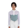 Polo de concours fille manches longues avec tulle Equestro - Gris ardoise