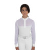 Polo de concours fille manches longues avec tulle Equestro - Blanc