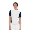 Polo de concours femme à manches courtes avec inserts en mesh Equestro - Marine blazer