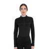 Trainingspolo dames met lange mouwen monogramprint Equestro - Zwart