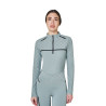 Polo d’entraînement femme manches longues imprimé monogramme Equestro - Gris ardoise