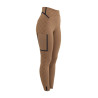 Legging femme taille haute en tissu technique monogramme Equestro - Marron tabac