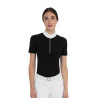 Dames wedstrijdpolo met korte mouwen met strass Equestro - Zwart