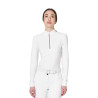 Polo de concours femme à manches longues avec strass Equestro - Blanc