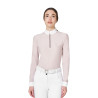 Dameswedstrijdpolo met lange mouwen met strass Equestro dames - Viltachtig violet