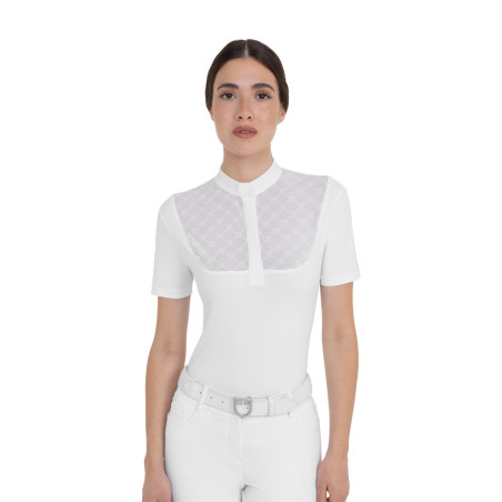 Dameswedstrijdpolo met tule inzetten Equestro dames