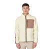 Sweatshirt homme en polaire teddy avec poche frontale Equestro - Blanc antique / marron tabac