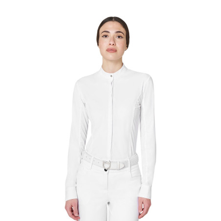 Polo de concours femme style chemise avec empiècements en mesh Equestro