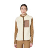 Veste femme en polaire teddy avec poche frontale Equestro - Blanc antique / marron tabac