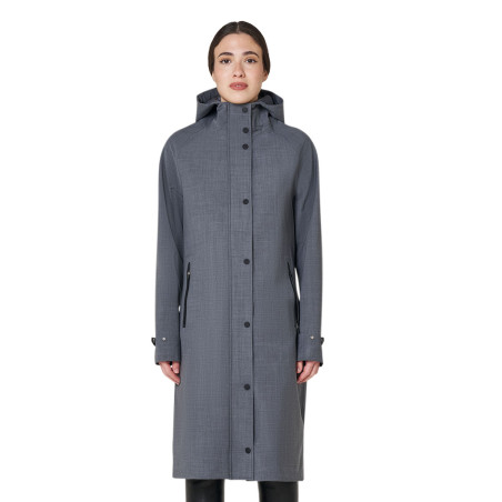 Dames softshell jas lang in wolmix met achteropening Equestro